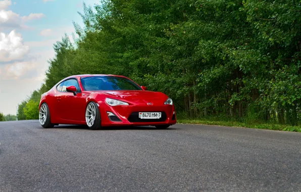 Картинка Red, Car, Sport, Summer, Road, FR-S, Scion