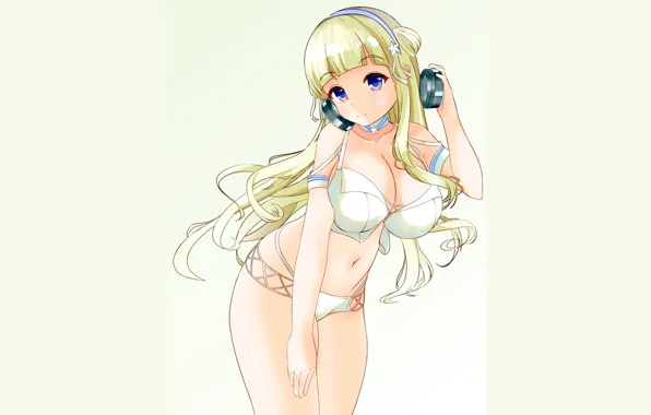 Girl, sexy, cleavage, long hair, boobs, anime, blue eyes, beautiful