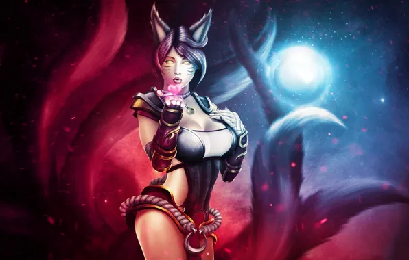 Fire, fox, League of Legends, Ahri, riot games