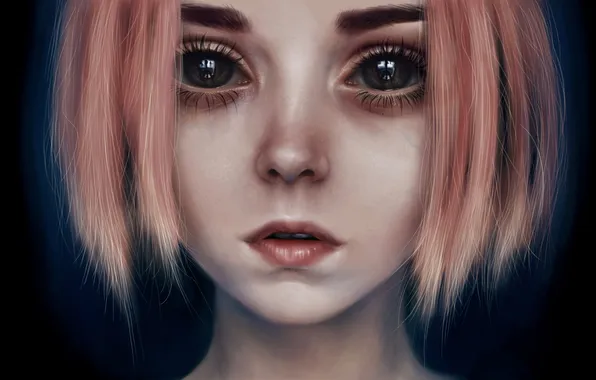 Картинка глаза, девушка, лицо, волосы, арт, рыжая, анастасия