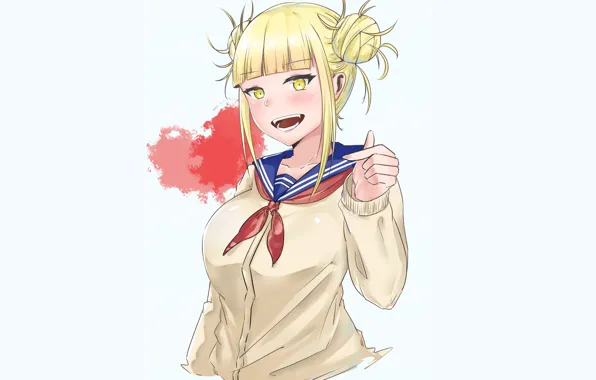Девушка, голубой фон, Моя геройская академия, My Hero Academia, Boku No Hero Academia, Toga Himiko, …
