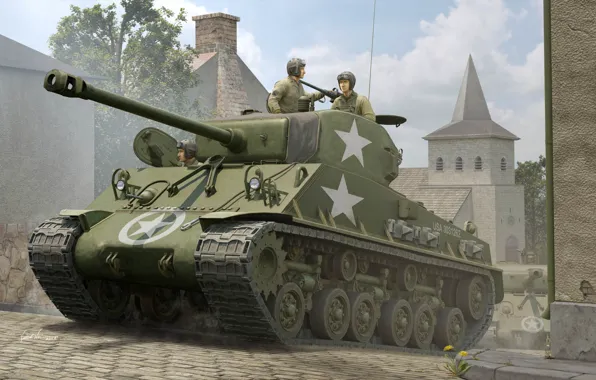 США, Танк, US Army, Sherman, Бронетехника, M4A3E8
