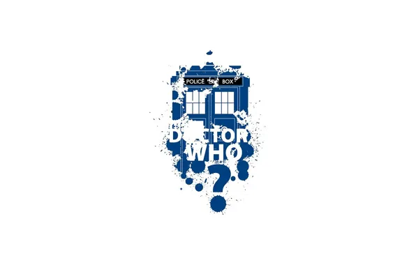 Кляксы, TARDIS, белый фон, Доктор Кто, ТАРДИС, вопрос, Doctor Who, синий