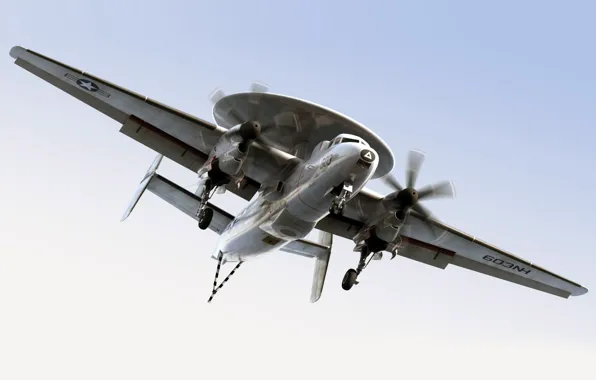 Картинка полет, разведчик, радар, E-2C HawkEye
