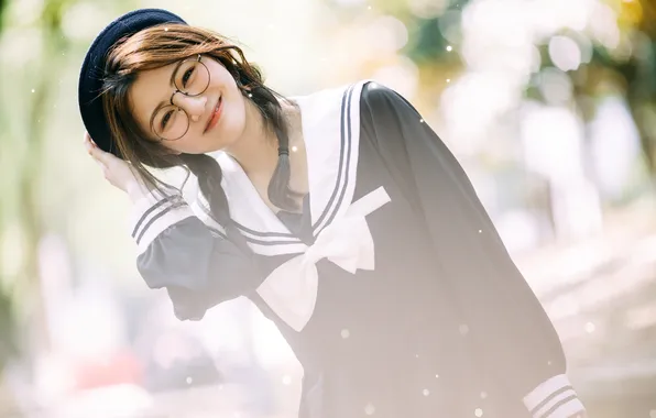 Beautiful, Asian, Model, Smile, Woman, Hat, Cute, Glasses