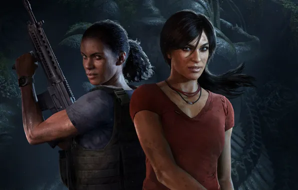 Gun, game, weapon, rifle, Uncharted, Chloe, Nadine, Uncharted: The Lost Legacy