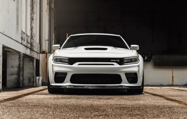 Картинка Dodge, SRT8, Charger, White, Sedan, Face, HellCat