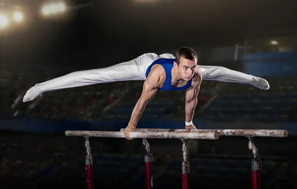 Men, pose, workout, competition, gymnast