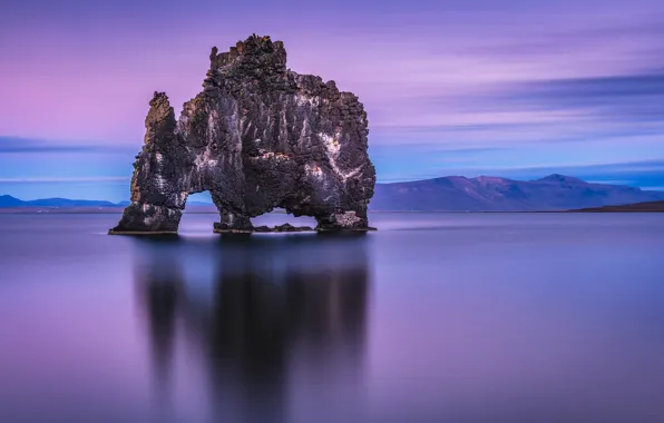 Море, горы, скала, горизонт, арка