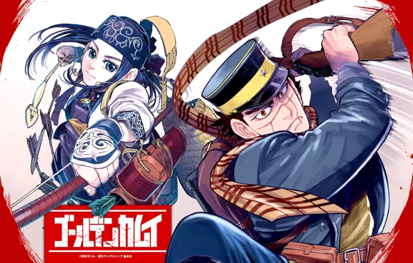 Движение, арт, девочка, мужчина, Golden Kamuy