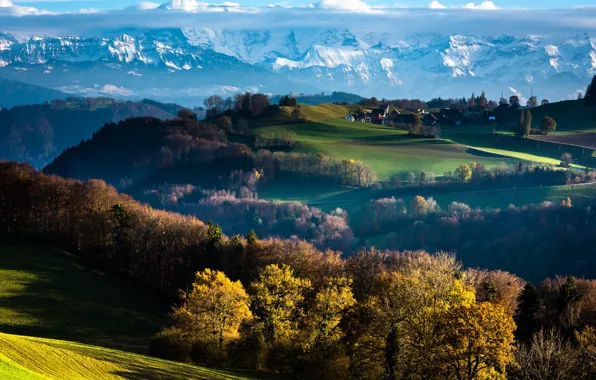 Картинка облака, горы, Швейцария, Switzerland, Gurton