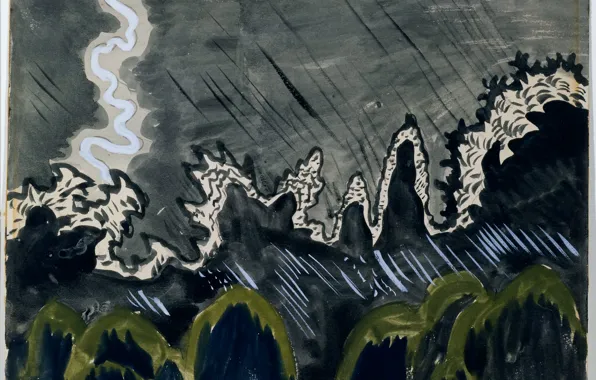 Картинка July 15, 1916, Charles Ephraim Burchfield, Impression of Lightning
