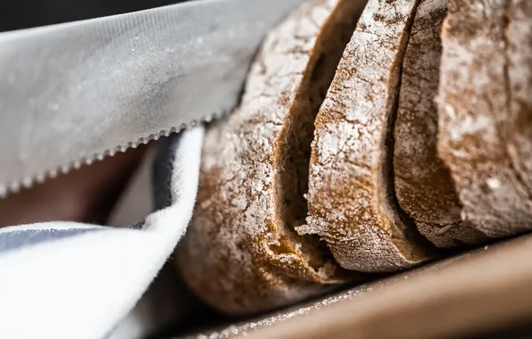 Bread, knife, cut