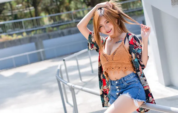 Девушка, азиатка, милашка