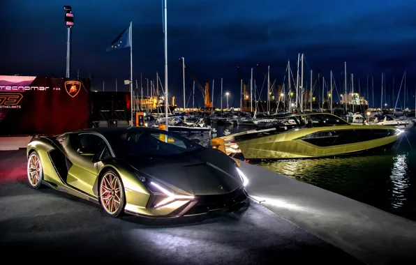 Картинка car, Lamborghini, yacht, luxurious