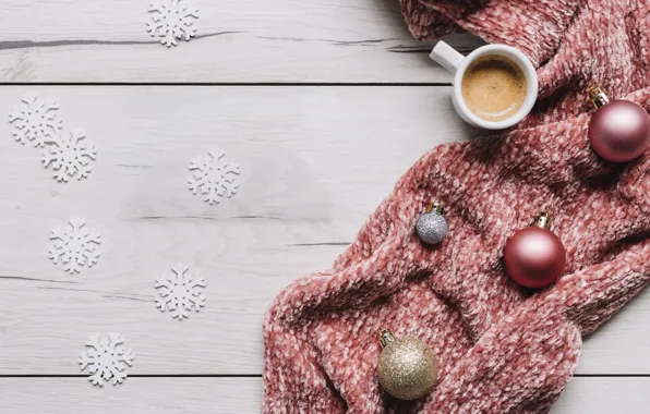 Картинка украшения, шары, шарф, Новый Год, Рождество, Christmas, balls, cup