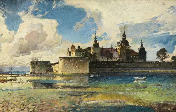 1923, шведский художник, Swedish painter, oil on canvas, Kalmar Castle, Ivan Hoflund, Иван Хофлунд, Кальмарский …