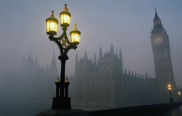 Картинка мост, туман, лондон, тауэр