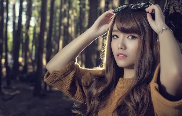 Картинка лицо, фон, модель, волосы, очки, милашка