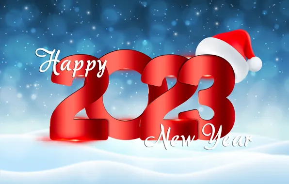 Новый Год, цифры, happy, winter, snow, New Year, design by Marika, 2023