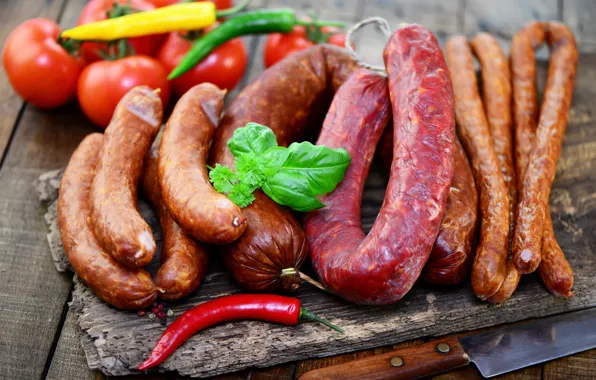 Перец, овощи, помидоры, колбаса, peppers, tomatoes, meat, vegetables