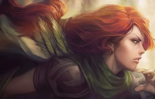 Картинка девушка, лучница, red, рыжая, hero, dota 2, windrunner, windranger