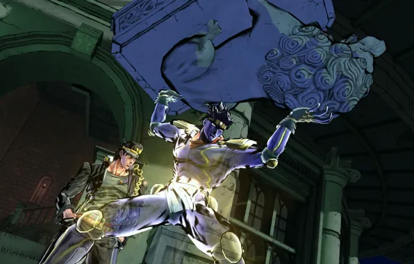 Лев, аниме, арт, статуя, парень, Jojo`s Bizarre Adventure