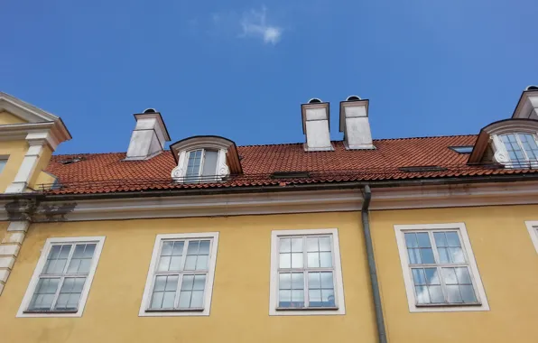 Небо, город, окна, old, old town, рига, riga, старая рига