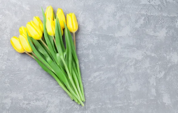 Цветы, букет, тюльпаны, yellow, wood, flowers, tulips, spring