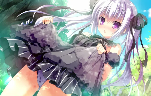 Girl, sexy, lingerie, panties, long hair, dress, boobs, anime