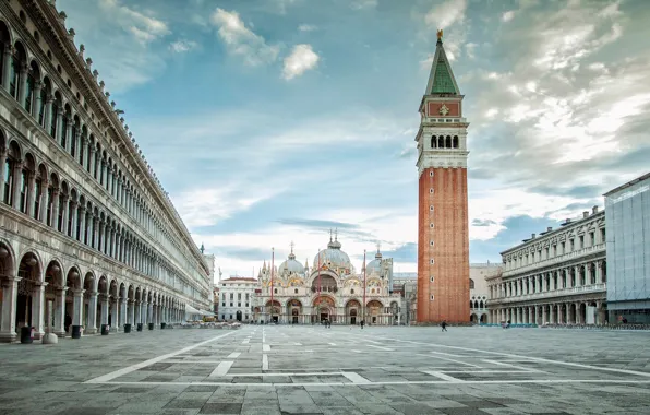 Здания, башня, площадь, Италия, церковь, Венеция, собор, Italy