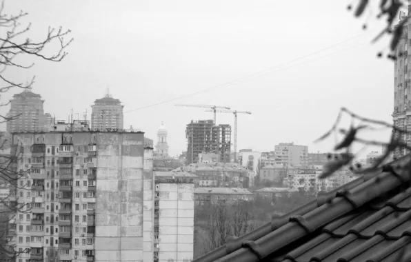 Церьковь, крыши домов, Вид с балкона