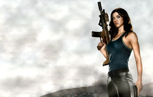 Картинка девушка, туманность, пистолет, автомат, Бросок кобры, G.I. Joe: The Rise of Cobra