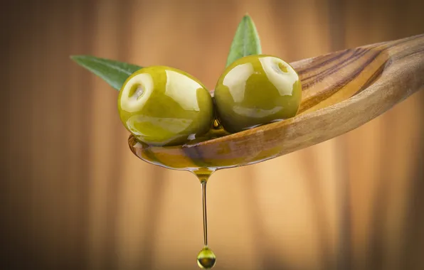 Картинка зелень, масло, ложка, оливки, spoon, oil, greens, olives