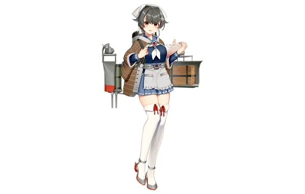 Girl, sexy, thighhighs, anime, beautiful, red eyes, short hair, pretty