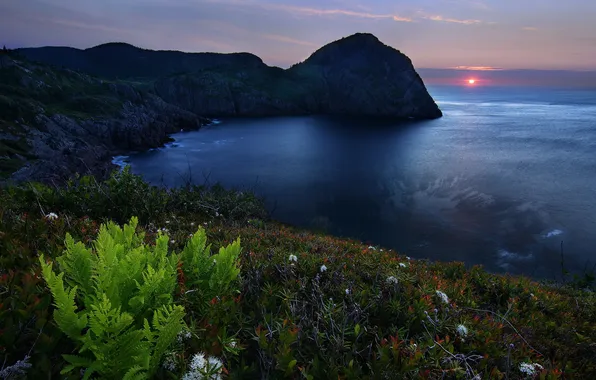 Море, закат, берег