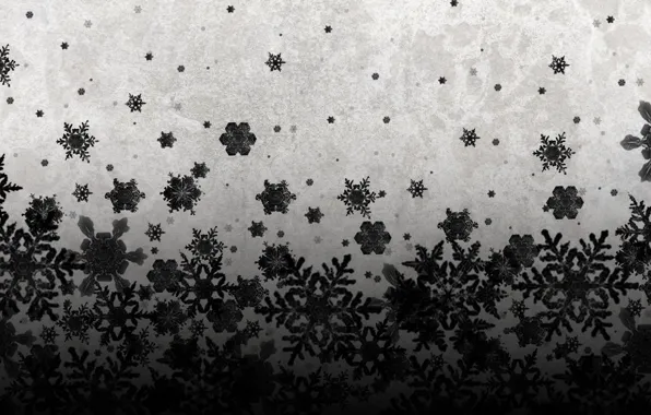 Картинка снег, снежинки, фон, обои, чёрно-белое, арт, картинка