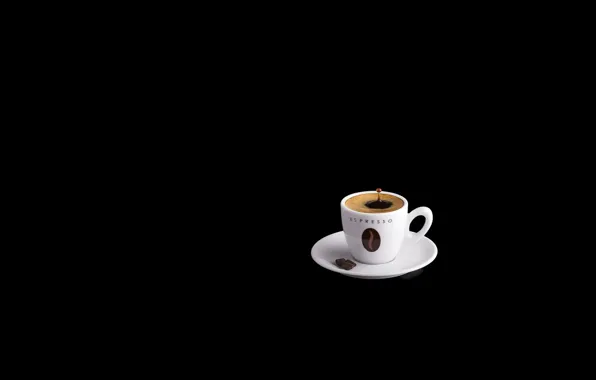 Кофе, чашка, черный фон