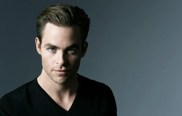 Фон, портрет, реклама, актер, Крис Пайн, в черном, Chris Pine, 2014