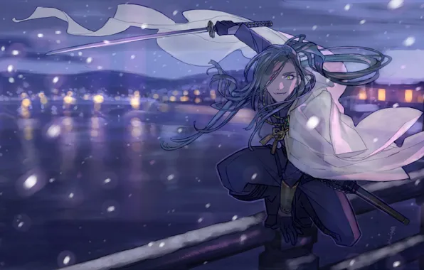 Мост, меч, парень, Touken ranbu, Танец Мечей