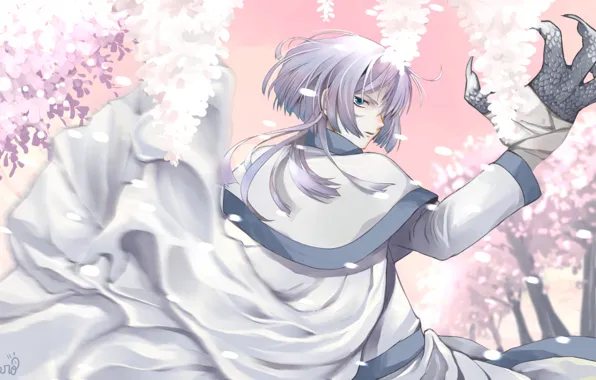 Аниме, арт, парень, Рассвет Йоны, Akatsuki no Yona, белый дракон