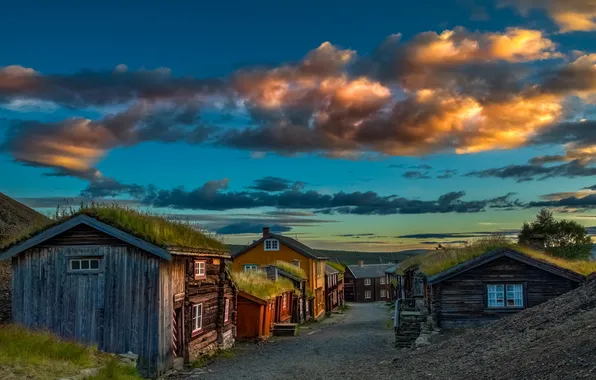Norway, Bergstaden, ancient houses