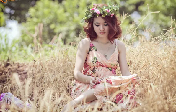 Лето, девушка, цветы