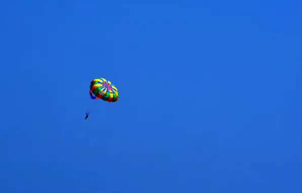 Небо, спорт, minimalism, парашютист, in blue
