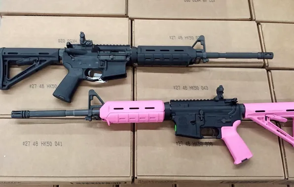 Pink, ar15, assault rifle, magpul