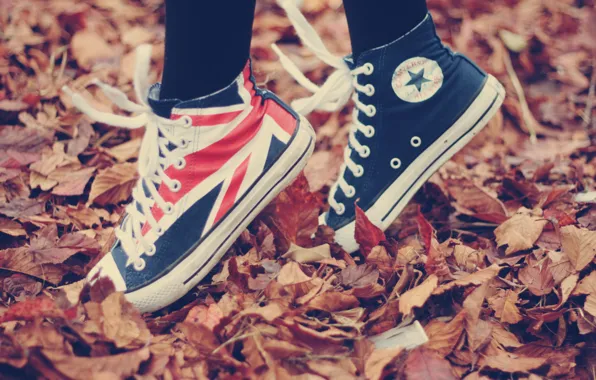 Картинка осень, листья, природа, движение, ситуации, листва, спорт, обувь
