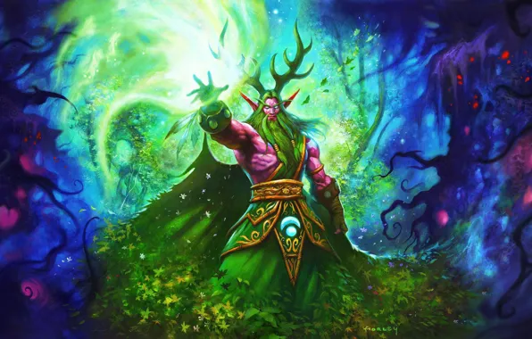 Картинка World of Warcraft, art, night elf, druid, Malfurion Stormrage, Alex Horley