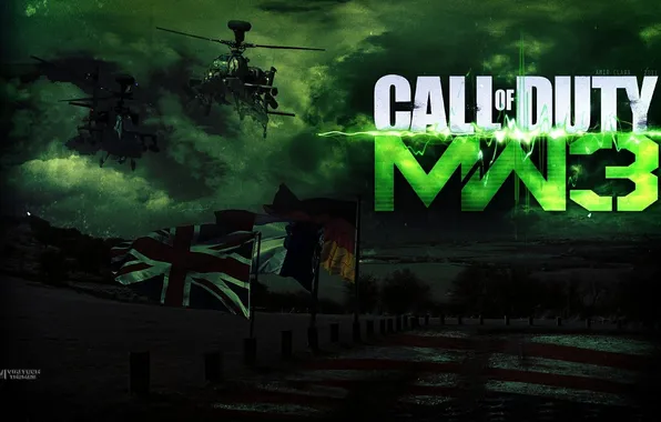 Картинка Флаги, Call of Duty, Вертолеты, Modern Warfare 3, Mw 3, Cod