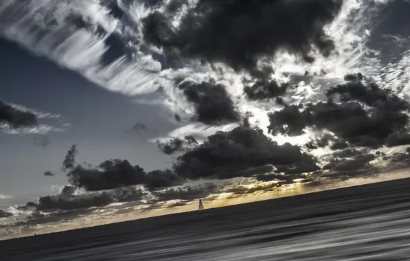 Море, небо, пейзаж, тучи, стиль