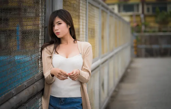 Девушка, азиатка, милашка, боке